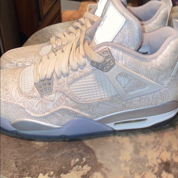 Nike Jordan retro 4 white with henna print - Picture 6 of 8